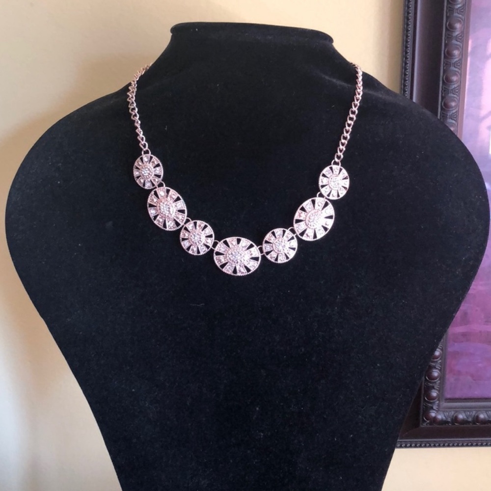 Elegant Rose Gold Tone Necklace & Earrings Set